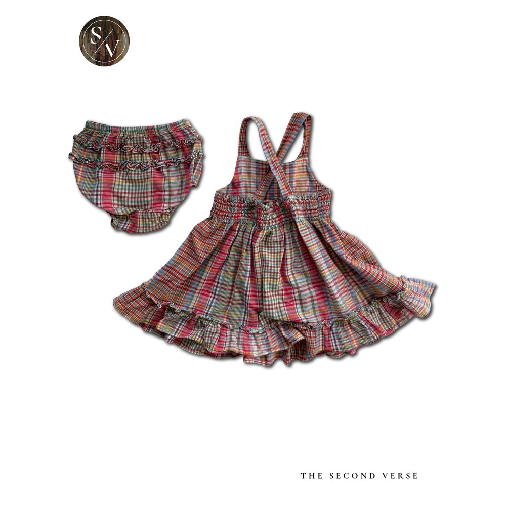 Ralph Lauren Baby Girls Multi Plaid Sundress Coattgecore Bloomers Set 6-12M - Picture 3 of 15